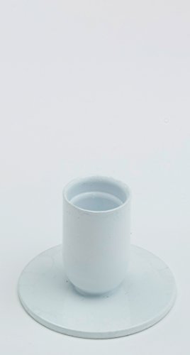 Kerzenleuchter Eisen weiß H 4,5 cm, geeignet für Kerzen Ø 2-2,5 cm, Stabkerzen, Leuchterkerzen, Spitzkerzen von Kerzenhalter