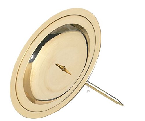 Kerzenstecker, Kranzteller Gold Messing Poliert Innen Durchmesser 5 cm, Außen Durchmesser 7 cm, mit abschraubbaren Dorn von Kerzenhalter