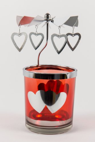 Rondell Teelichthalter Herz - Teelichtglas rot von Kerzenhalter