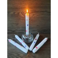 4 Stabkerzen "Blume' Mit Pink-, Brombeer-, Rosa - Und Lilafarbenen Blumen Aus Bunten Wachsplatten, Kerze, Romantik, Verspielt, Deko von Kerzenhuette