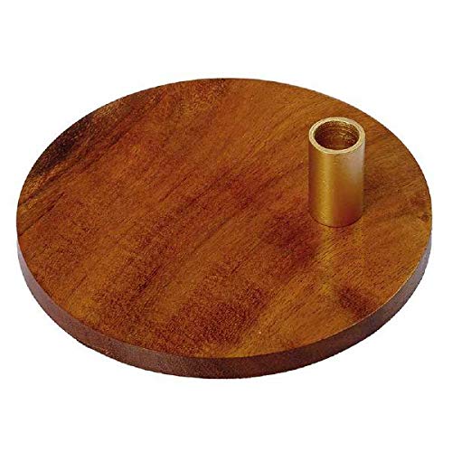 Holzleuchter für ganz dünne Kerzen Ø 13 mm auf Sternplatte mit Kerzentülle in Gold von Kerzenleuchter