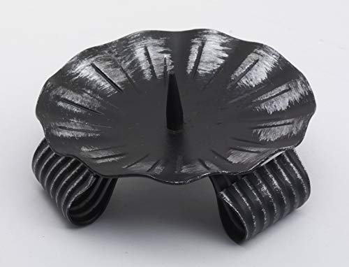 Kerzenleuchter Dreifuß Schwarz gelackt aus Eisen mit Dorn Ø 11 cm, Ideal für Taufkerzen, Kommunionkerzen, Hochzeitskerzen von Metzger