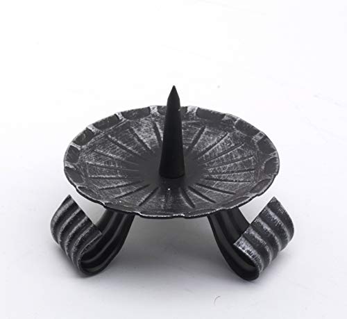 Kerzenleuchter Schwarz gelackt aus Eisen mit Dorn Ø 8 cm, Ideal für Taufkerzen, Kommunionkerzen, Hochzeitskerzen von Metzger