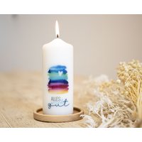Mutmacher Kerze Regenbogen Bunt "Alles Wird Gut" - Inkl. Grußkarte + Geschenkbox Kostenloser Versand in 2-4 Werktagen Geschenk von Kerzenonkel