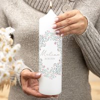 Taufkerze Blumenkranz Melina in 3 Wunderschönen Farben Für Dein Mädchen Oder Jungen von Kerzenonkel