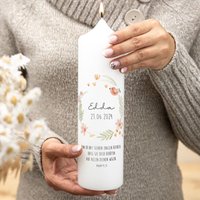Taufkerze Modern Blumen - Edda Meine Taufe | Blütentraum Für Mädchen Und Jungen von Kerzenonkel