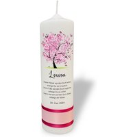 Taufkerze Blütentraum in Rosa von Kerzenparadies