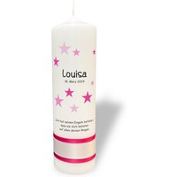 Taufkerze Sternenglück in Rosa von Kerzenparadies