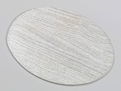 Kerzenteller Flachteller Oval Alu gebürstet Silber 17 x 12 cm ideal für Ovalkerzen, Ellipsenkerzen, Taufkerzen, Hochzeitskerzen, Trauerkerzen von Kerzenteller