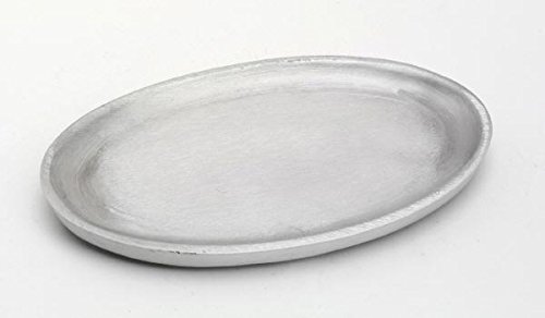 Kerzenteller oval 17 x 10 cm Aluminium Silber matt für Ovalkerzen, Ellipsen, Hochzeitskerzen, Taufkerzen von Kerzenteller