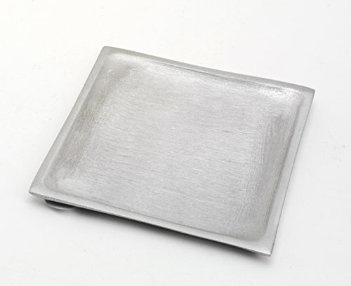 Kerzenteller Quadrat Alu Silber matt 11 x 11 cm für Kerzen, Dekoteller von Kerzenteller