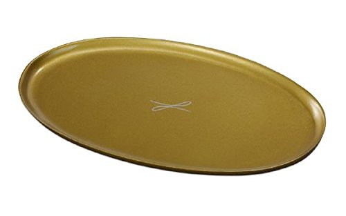 Kerzenteller, Dekoteller Oval Gold 10 x 17 cm von Kerzenteller