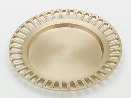 Kerzenteller, Dekoteller Waffelrand Messing Gold matt satiniert (Innen Ø 7 cm, Außen Ø 11 cm) von Kerzenteller
