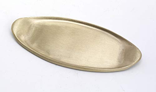 Kerzenteller, Dekoteller oval in Messing Gold matt satiniert (Innen 13 x 6,5 cm) für Ovalkerzen, Ellipsenkerzen von Kerzenteller
