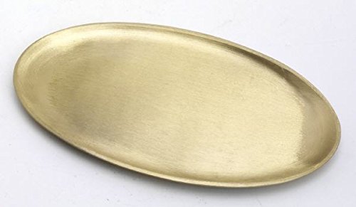 Kerzenteller oval 20 x 11 cm Messing Gold matt satiniert für Ovalkerzen, Ellipsen, Hochzeitskerzen, Taufkerzen von Kerzenteller