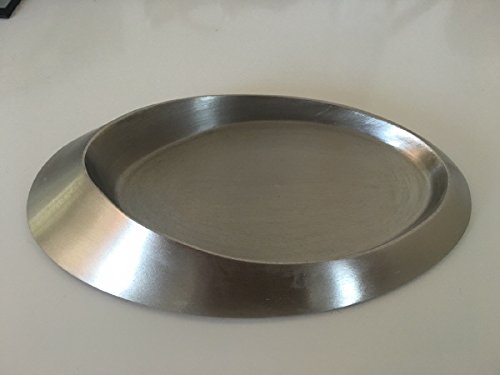 Kerzenteller Oval aus Messing vernickelt in Silber (Innen 13 x 8 cm) für Ovalkerzen, Ellipsenkerzen von Kerzenteller