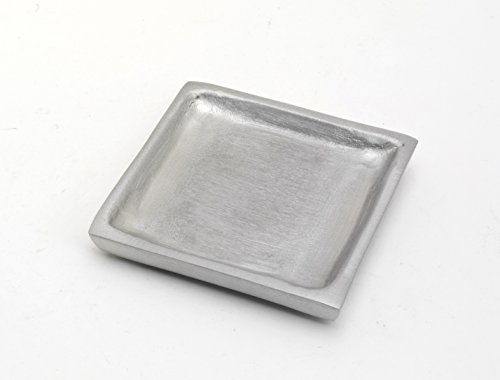 Kerzenteller Quadrat Alu Silber matt 8 x 8 cm für Kerzen, Dekoteller von Kerzenteller