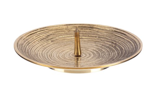 Kerzenteller Spiral Design Messing Gold mit Dorn für bis Ø 10 cm Kerzen von Kerzenteller