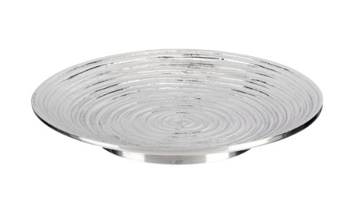 Kerzenteller Spiral Design Messing vernickelt Silber für bis Ø 12 cm Kerzen von Kerzenteller