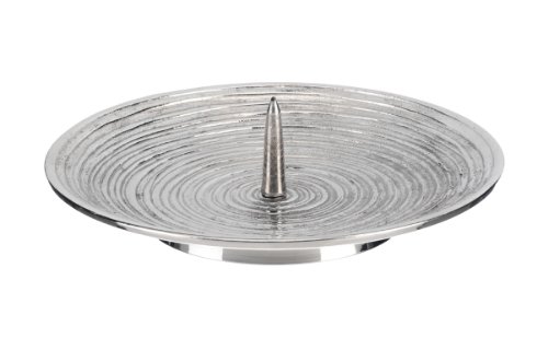 Kerzenteller Spiral Design Messing vernickelt Silber mit Dorn für bis Ø 12 cm Kerzen von Kerzenteller
