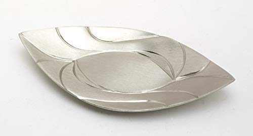 Kerzenteller Messing vernickelt Silber Blattform (Innen 9 x 5,5 cm) für Ovalkerzen, Ellipsenkerzen, Kugelkerzen von Kerzenteller