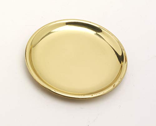 Kerzenteller, Dekoteller Messing Gold poliert Ø 10 cm ideal für Kerzen, Taufkerzen, Hochzeitskerzen von Kerzenteller