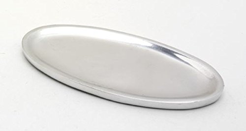 Kerzenteller oval 16 x 7 cm Aluminium Silber poliert für Ovalkerzen, Ellipsen, Hochzeitskerzen, Taufkerzen von Kerzenteller