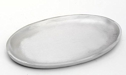 Kerzenteller oval 20 x 11 cm Aluminium Silber matt für Ovalkerzen, Ellipsen, Hochzeitskerzen, Taufkerzen von Kerzenteller