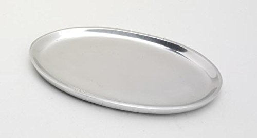 Kerzenteller oval 20 x 11 cm Aluminium Silber poliert für Ovalkerzen, Ellipsen, Hochzeitskerzen, Taufkerzen von Kerzenteller