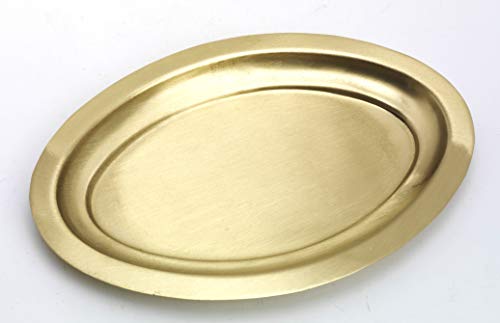 Kerzenteller oval in Messing Gold matt satiniert (Innen 16 x 9,5 cm) für Ovalkerzen, Ellipsenkerzen, Dekoteller von Kerzenteller