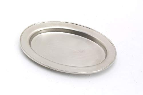 Kerzenteller oval in Messing vernickelt Silber (Innen 9 x 5,5 cm) für Ovalkerzen, Ellipsenkerzen, Dekoteller von Piattino