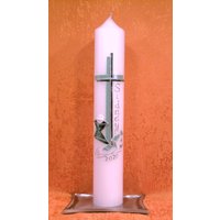Kommunionkerze Kreuz Grün 5215 von KerzenundGeschenke