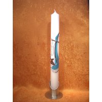 Kommunionkerze Modern Kreuz Türkis Blau 5217 von KerzenundGeschenke