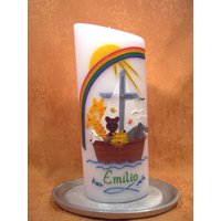Taufkerze Arche Noah Mit Regenbogen Und Sonne 304 Taufkerze Arche Noah Mit Regenbogen Und Sonne 304 von KerzenundGeschenke