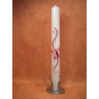 Taufkerze - Kommunionkerze Mädchen Rosa Schmetterlinge 5213 von KerzenundGeschenke