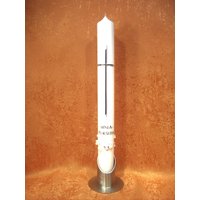 Taufkerze - Kommunionkerze Perlmutt Mit Perlenkette 5006 von KerzenundGeschenke