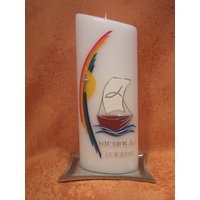 Taufkerze Regenbogen Sonne Boot 243 von KerzenundGeschenke