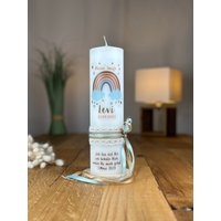 Taufkerze Regenbogen Mit Wolken & Sternen + Vintage Spitzenband Und Schleife Seitlich in Hellblau-Beige | Motiv 322 Auf 25x7cm Kerze Taufkerze Regenbogen Mit Wolken & Sternen + Vintage Spitzenband Und Schleife Seitlich in Hellblau-Beige | Motiv 322 Auf 25x7cm Kerze von KerzenwachsTante