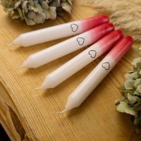 4Er Set Getauchte Stabkerzen | Rot Mit Herz 17 cm Dip Dye Glückskerze Bunt Geschenkidee von Kerzenwerkstatt