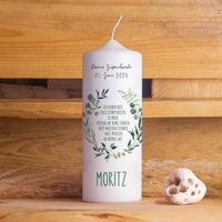 Jugendweihekerze „Blätterkranz" Personalisiert Mit Name & Datum | Geschenk Zur Jugendweihe Hochwertige Qualität Made in Germany von Kerzenwerkstatt