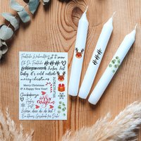 Kerzentattoos Weihnachten | Kerzenfolie Bastelset Für Kerzen Thema "Weihnachten" Weihnachtsgeschenk Advent Sprüche Kerzensticker von Kerzenwerkstatt