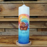 Taufkerze | Arche Ozean Noah Boot Regenbogen Rundumdruck 20-30 cm Höhe Personalisiert von Kerzenwerkstatt