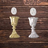 Wachsdekor Kelch + Hostie Gold/Silber | Kerzen Verzieren Gestalten Taufe Hochzeit Kommunion von Kerzenwerkstatt