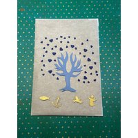 Wachs-Baum Hellblau Mit Mini Herzen Dunkelblau , Symbole Fisch, Anker, Engel, Taube Gold Matt Set von KerzenzauberShop