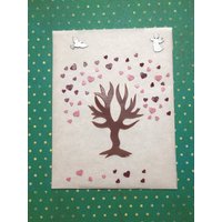 Wachs-Baum Hellbraun Mit Mini Herzen Altrosa/ Brombeer Und Engel Taube Set von KerzenzauberShop