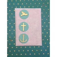 Wachs-Kreise 2cm Pastellgrün Mit Kleine Taube, Anker, Kreuz Gold Matt Wachs-Kreise 2cm Pastellgrün Mit Kleine Taube, Anker, Kreuz Gold Matt von KerzenzauberShop