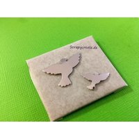 Wachs-Tauben Paar Silber Spiegelglanz 2, 5+1, 5cm Set von KerzenzauberShop