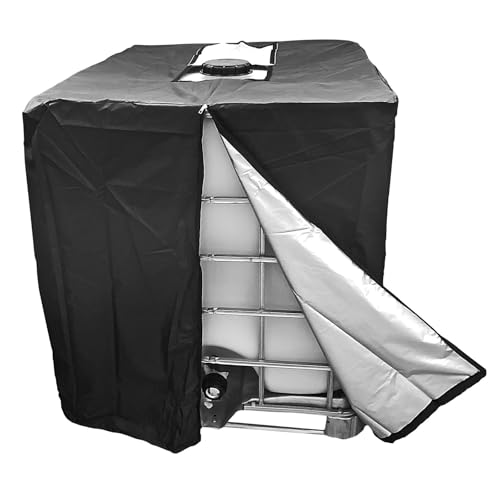 KesTek IBC Profi Tankabdeckung Hülle Abdeckplane 1000L, Regenwassertank Schutzhülle, Schwarz, Wasserdicht, 420D Oxford, UV-beständig, Reißfest von KesTek PROFESSIONAL
