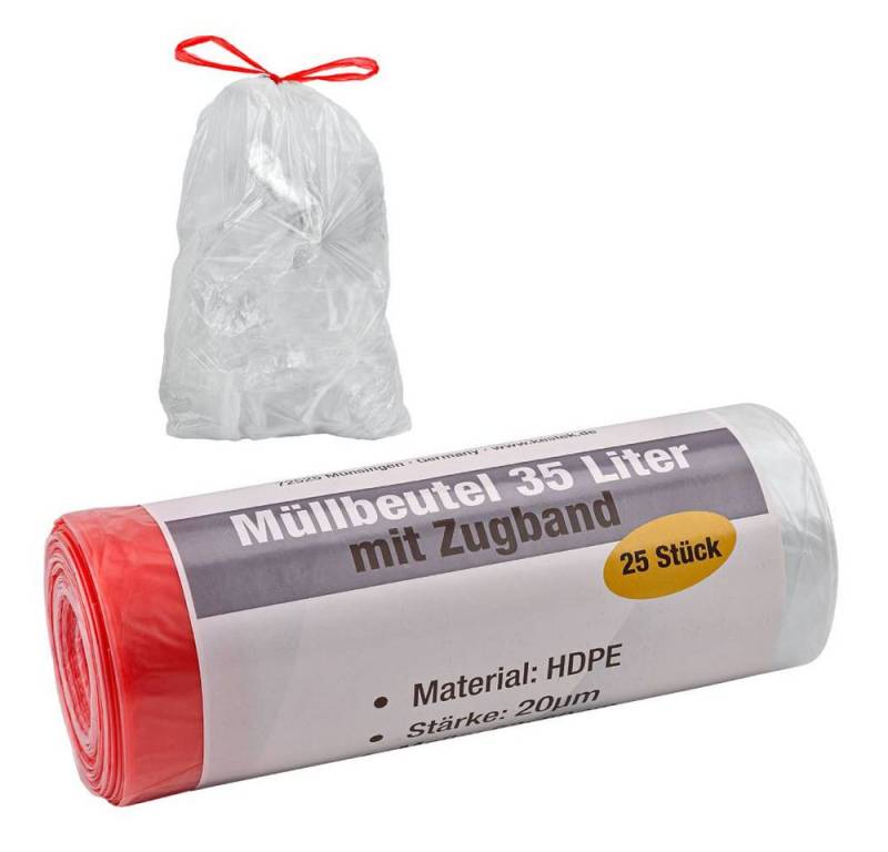 KesTek Cuttermesser Müllbeutel 35 Ltr. mit Zugband 25 Stück 20µm von KesTek