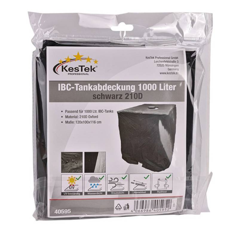 KesTek Schutzplane IBC Tank Abdeckung 1000 Ltr. schwarz 210D von KesTek